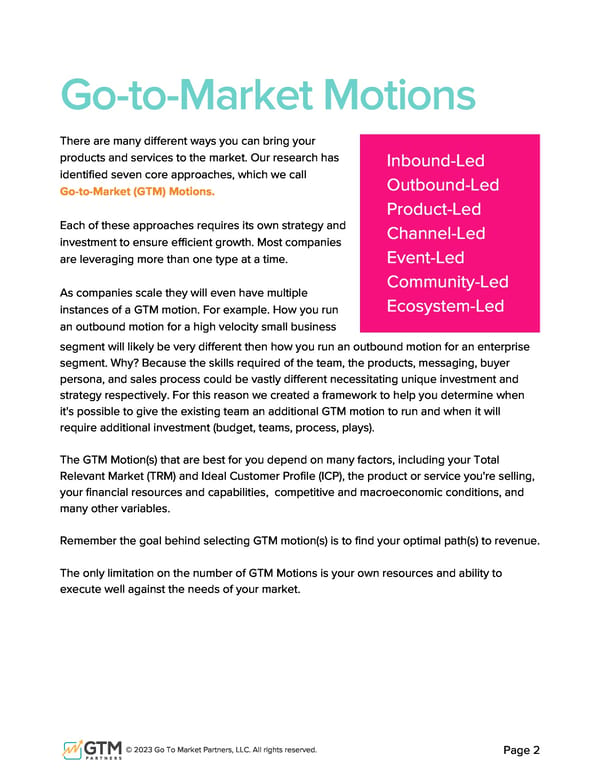 The 7 Go-to-Market Motions by GTM Partners - Page 2